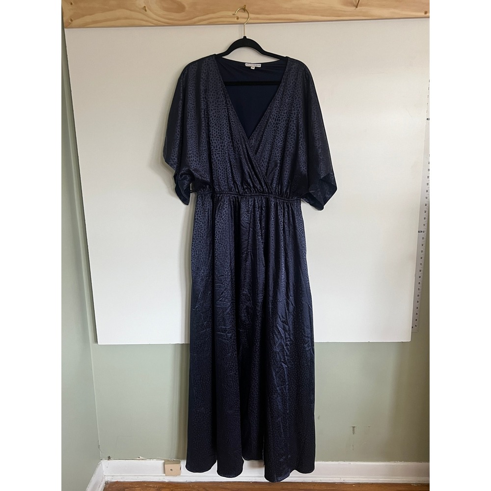 Baltic Born Savannah Leopard Print Maxi Dress Blue Faux Wrap Women Size‎ XXL